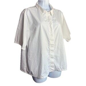 Bryn Walker Oversized Shirt Women’s Size Large White Stretch Cotton Blend Top